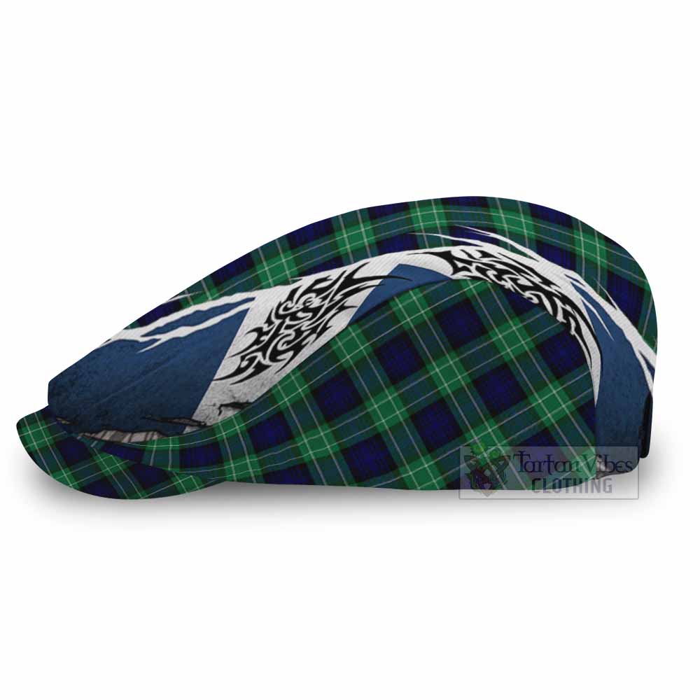 Abercrombie Tartan Flat Cap, Jeff Cap Scotland Flag Ripped Tribal Design