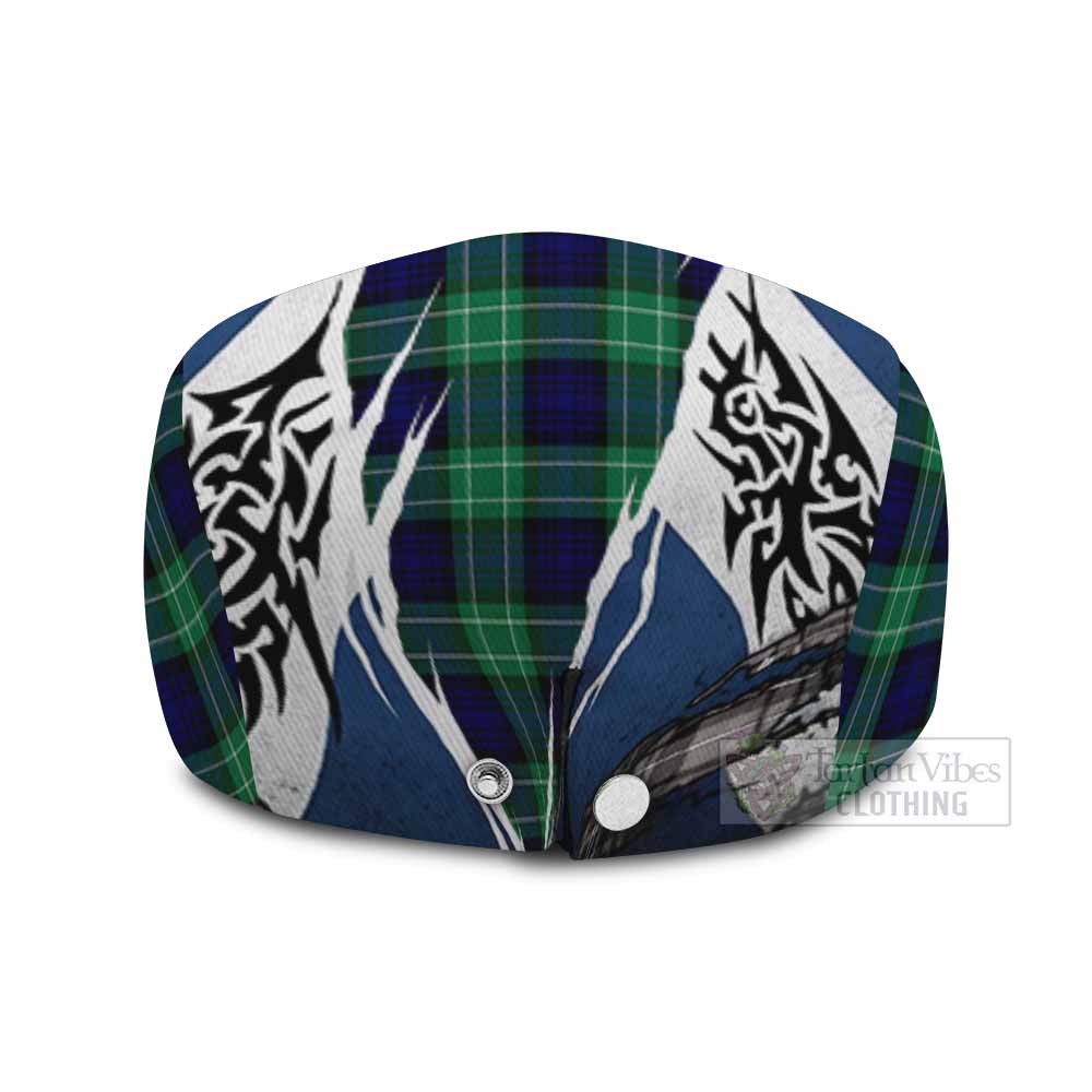 Abercrombie Tartan Flat Cap, Jeff Cap Scotland Flag Ripped Tribal Design