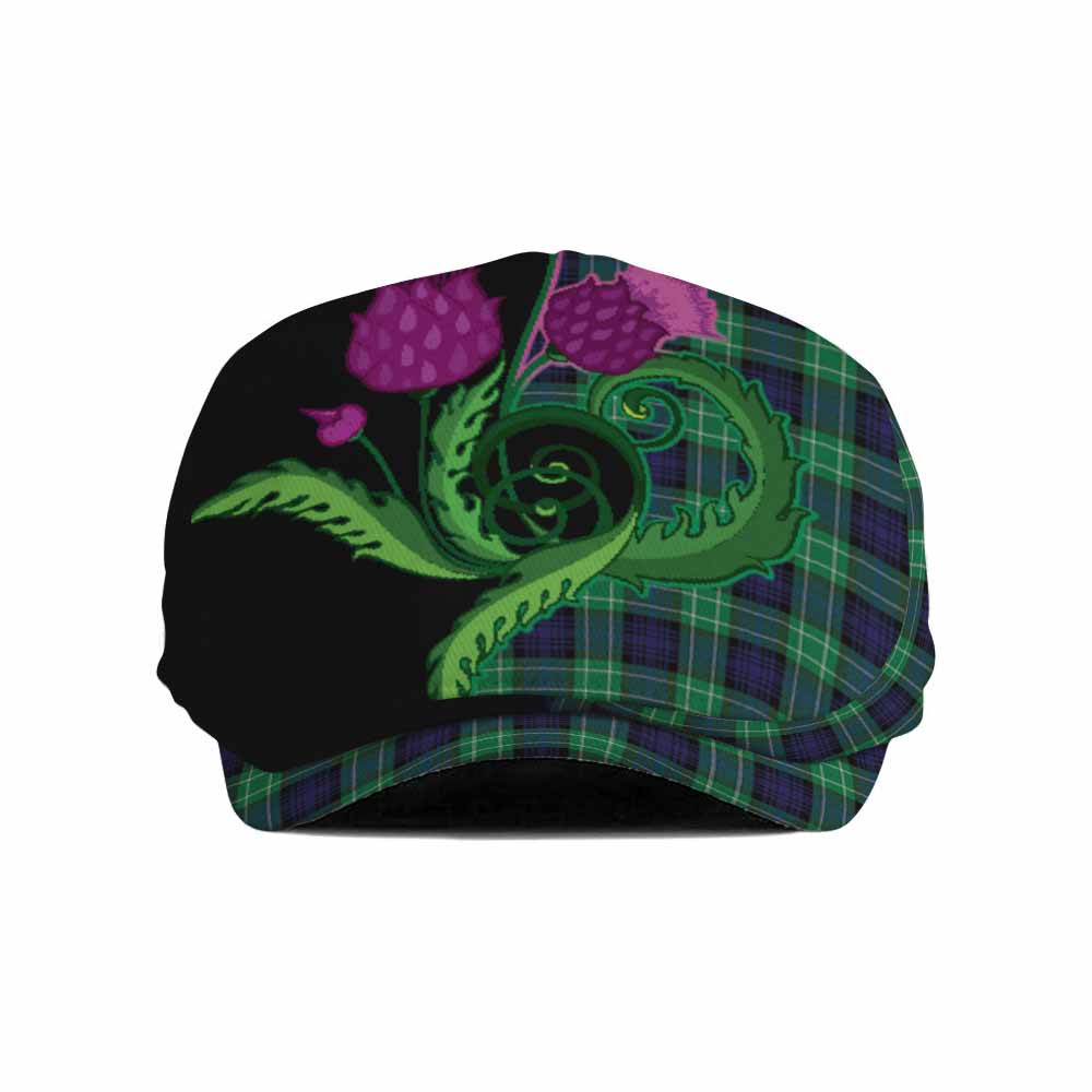 Abercrombie Tartan Flat Cap, Jeff Cap Traditional Scottish Thistle