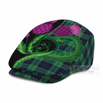 Abercrombie Tartan Flat Cap, Jeff Cap Traditional Scottish Thistle