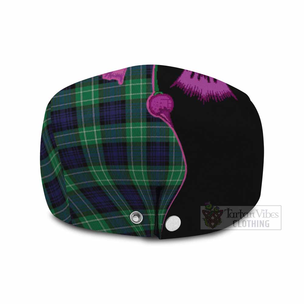 Abercrombie Tartan Flat Cap, Jeff Cap Traditional Scottish Thistle