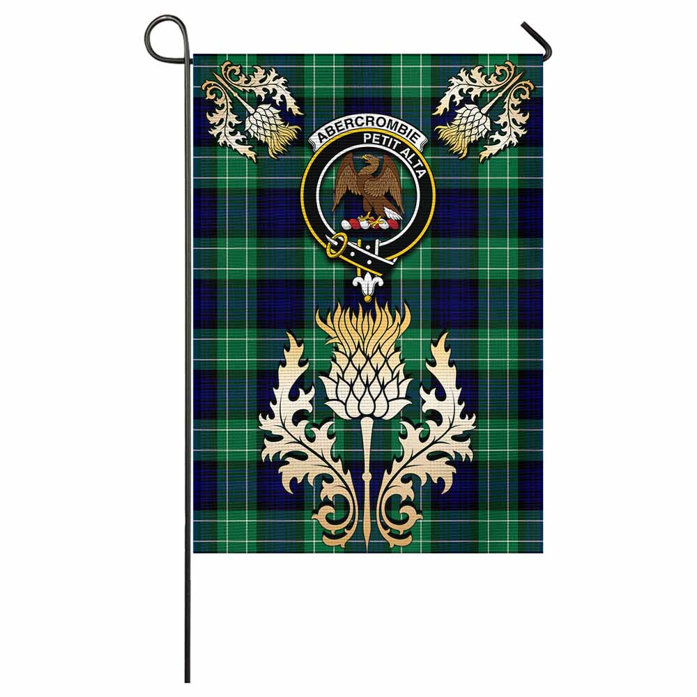 Abercrombie Tartan Garden Flag with Golden Regal Scottish Thistle Emblem - Tartan Vibes Clothing