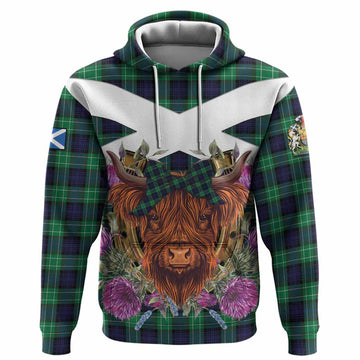 Abercrombie Tartan Hoodie Scottish Thistle Heilan Coo
