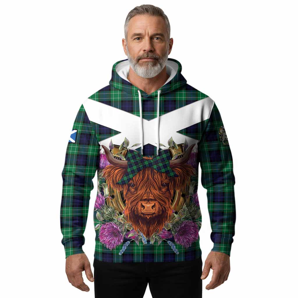 Abercrombie Tartan Hoodie Scottish Thistle Heilan Coo