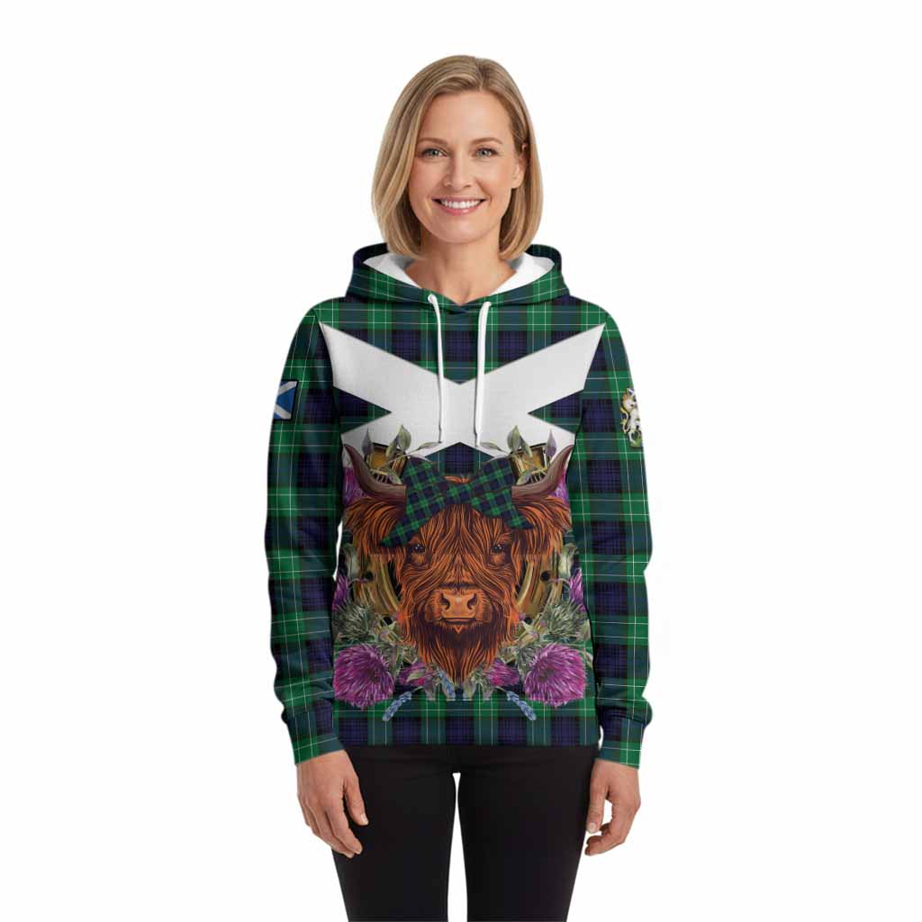 Abercrombie Tartan Hoodie Scottish Thistle Heilan Coo