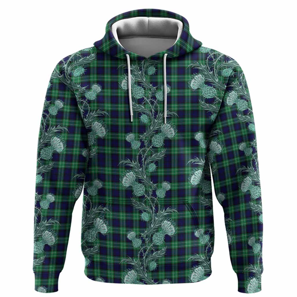Abercrombie Tartan Hoodie Seamless Scottish Thistle Flowers