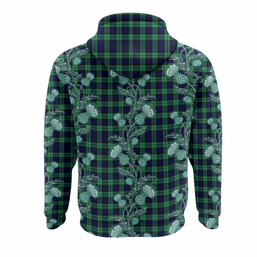 Abercrombie Tartan Hoodie Seamless Scottish Thistle Flowers