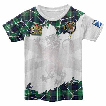 Abercrombie Tartan Kid T-shirt with Family Crest and Lion Rampant Grunge Style