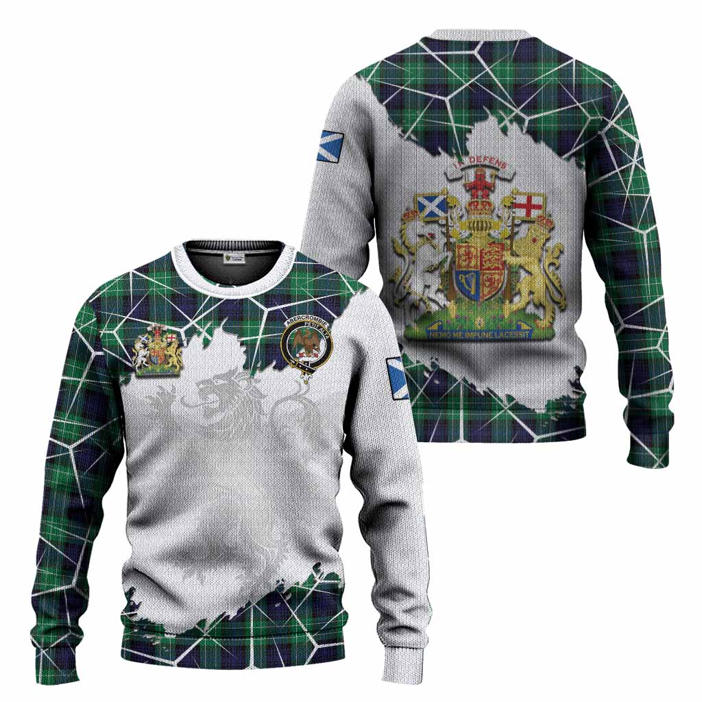 Abercrombie Tartan Knitted Sweater with Family Crest and Lion Rampant Grunge Style