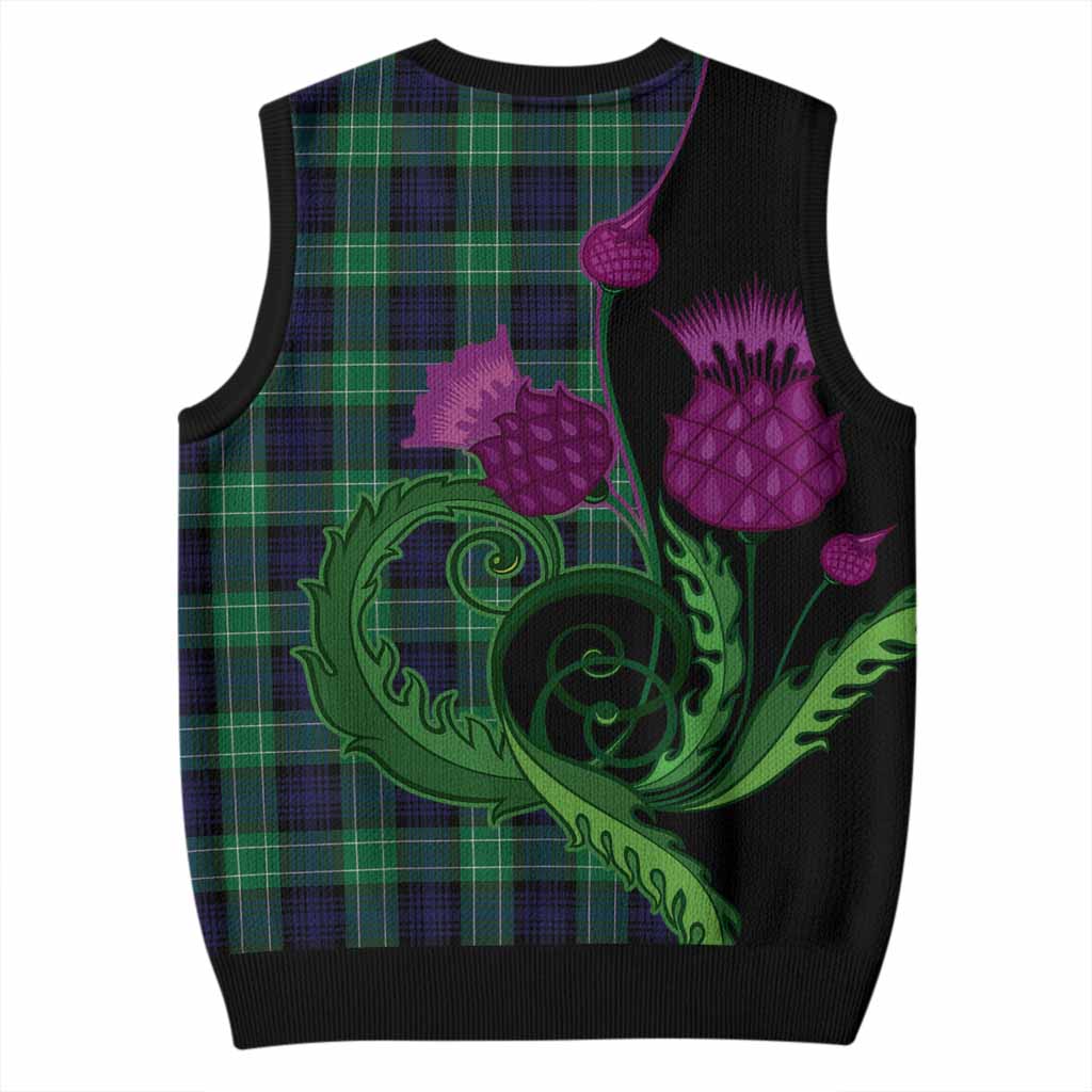 Abercrombie Tartan Knitted V-Neck Vest Traditional Scottish Thistle