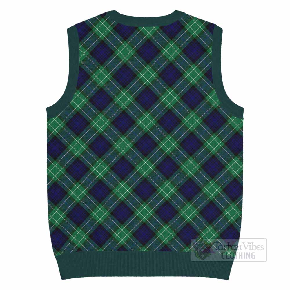 Abercrombie Tartan Knitted V-Neck Vest with Family Crest Cross Style