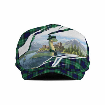 Abercrombie Tartan Loch Ness Monster Scottish Heritage Art Flat Cap, Jeff Cap