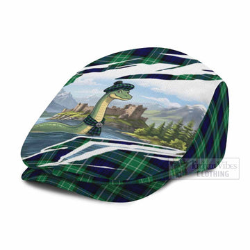 Abercrombie Tartan Loch Ness Monster Scottish Heritage Art Flat Cap, Jeff Cap