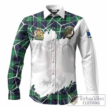 Abercrombie Tartan Long Sleeve Button Shirts with Family Crest and Lion Rampant Grunge Style