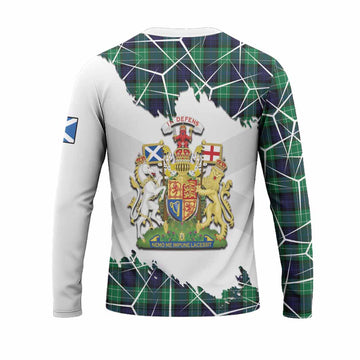 Abercrombie Tartan Long Sleeve T-Shirt with Family Crest and Lion Rampant Grunge Style