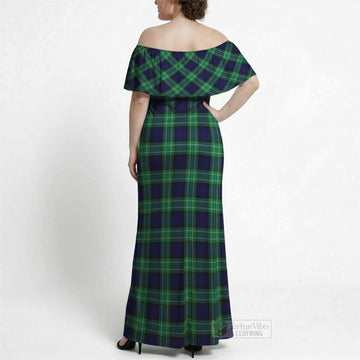 Abercrombie Tartan Off Shoulder Ruffle Maxi Dress