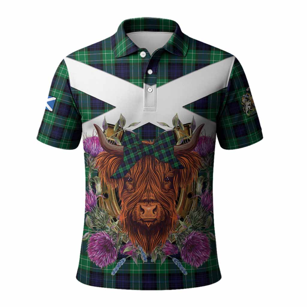 Abercrombie Tartan Polo Shirt Scottish Thistle Heilan Coo