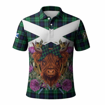 Abercrombie Tartan Polo Shirt Scottish Thistle Heilan Coo