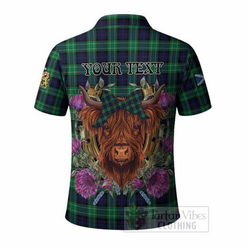 Abercrombie Tartan Polo Shirt Scottish Thistle Heilan Coo
