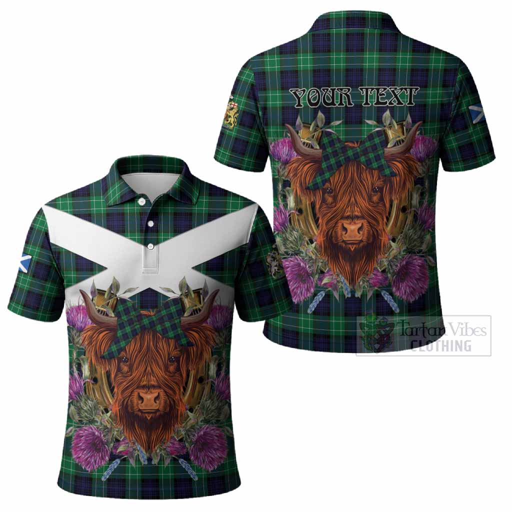 Abercrombie Tartan Polo Shirt Scottish Thistle Heilan Coo