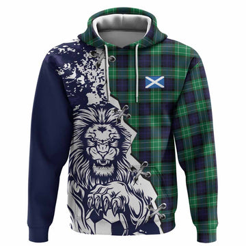 Abercrombie Tartan Scottish Hoodie Angry Lion With Soccer Ball Style
