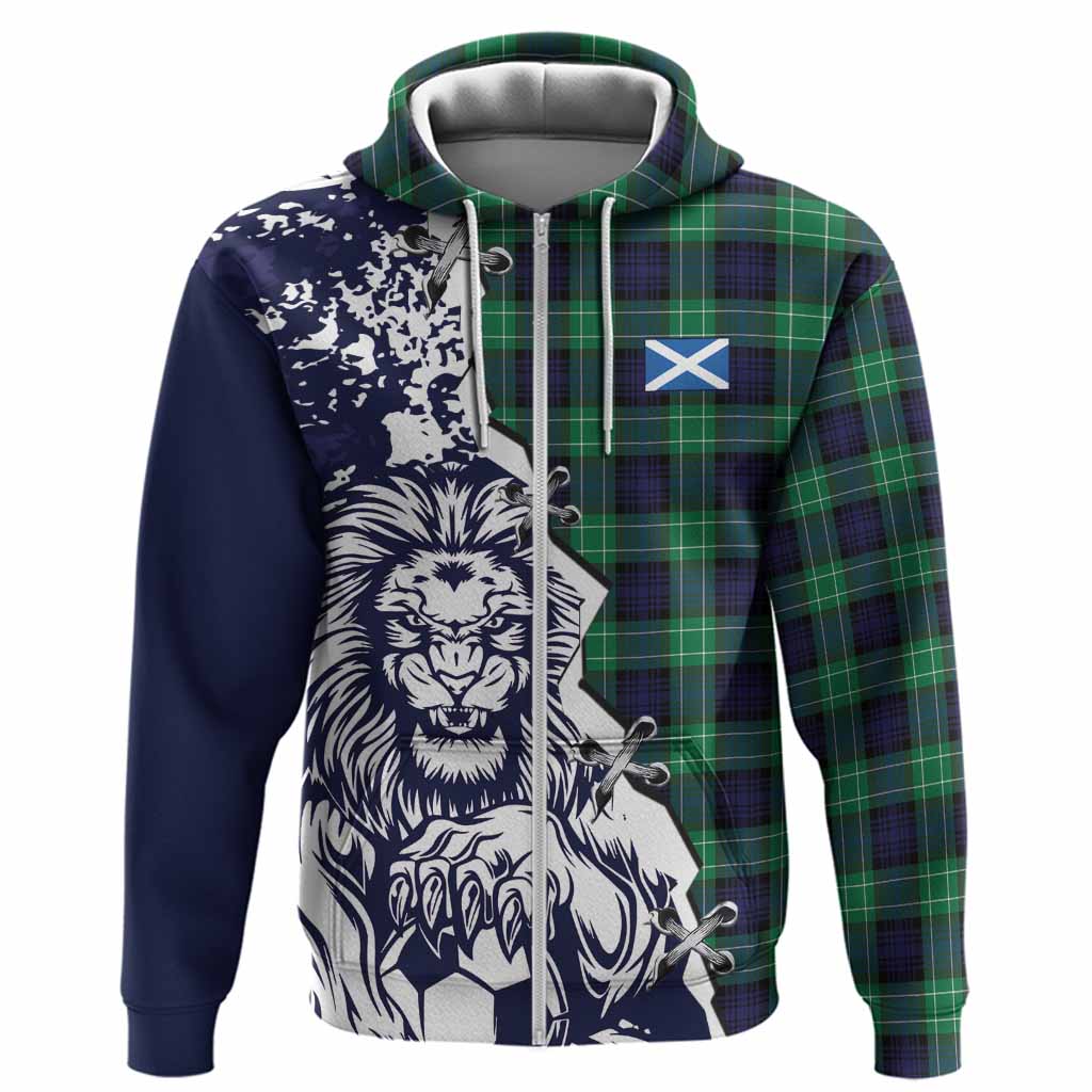 Abercrombie Tartan Scottish Hoodie Angry Lion With Soccer Ball Style