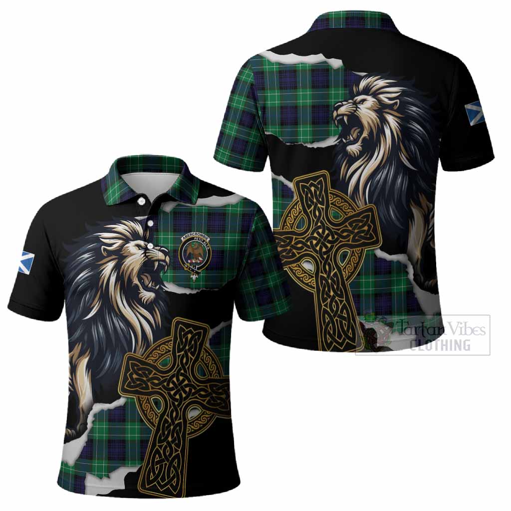 Abercrombie Tartan Scottish Polo Shirt Lion Celtic Heritage