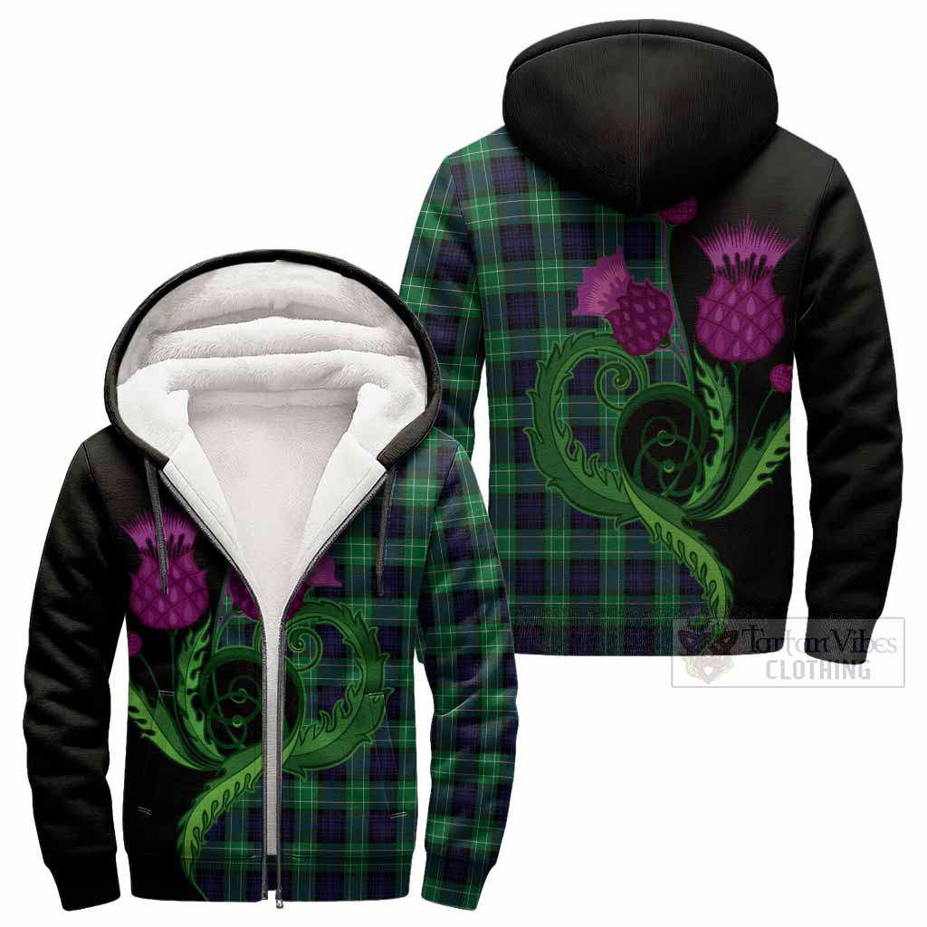 Abercrombie Tartan Sherpa Hoodie Traditional Scottish Thistle