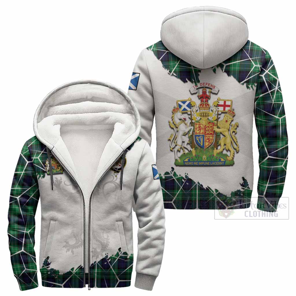 Abercrombie Tartan Sherpa Hoodie with Family Crest and Lion Rampant Grunge Style