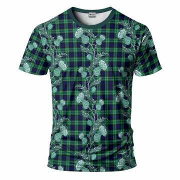 Abercrombie Tartan T-Shirt Seamless Scottish Thistle Flowers