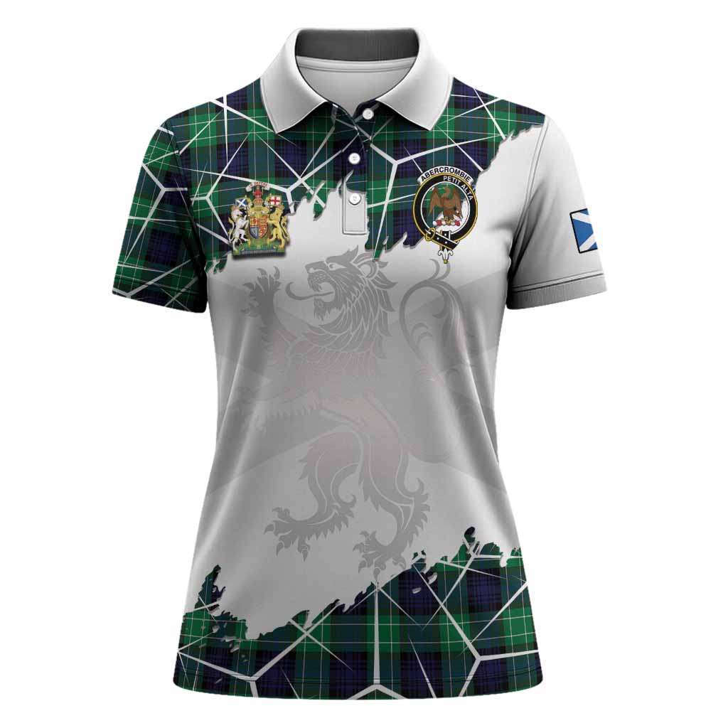 Abercrombie Tartan Women Polo Shirt with Family Crest and Lion Rampant Grunge Style