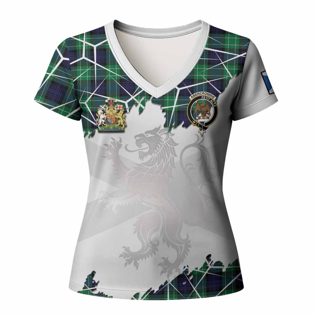 Abercrombie Tartan Women T shirt with Family Crest and Lion Rampant Grunge Style