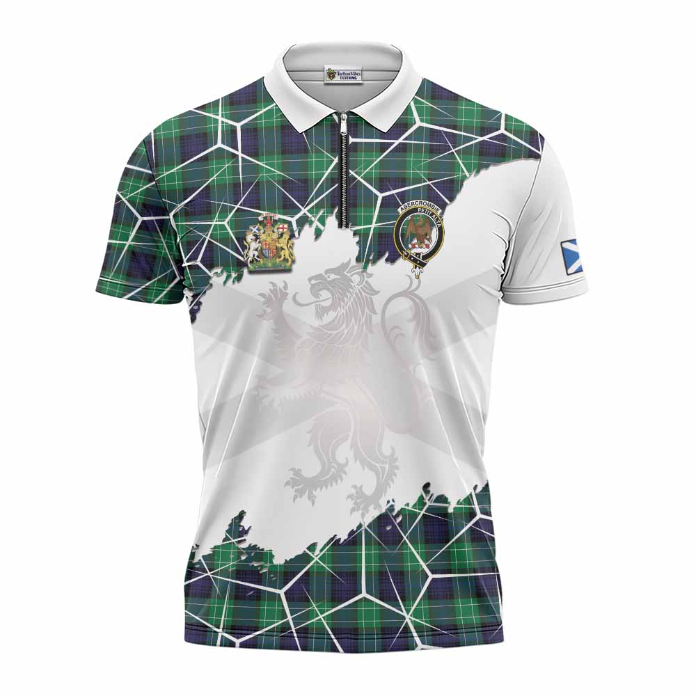 Abercrombie Tartan Zipper Polo Shirt with Family Crest and Lion Rampant Grunge Style