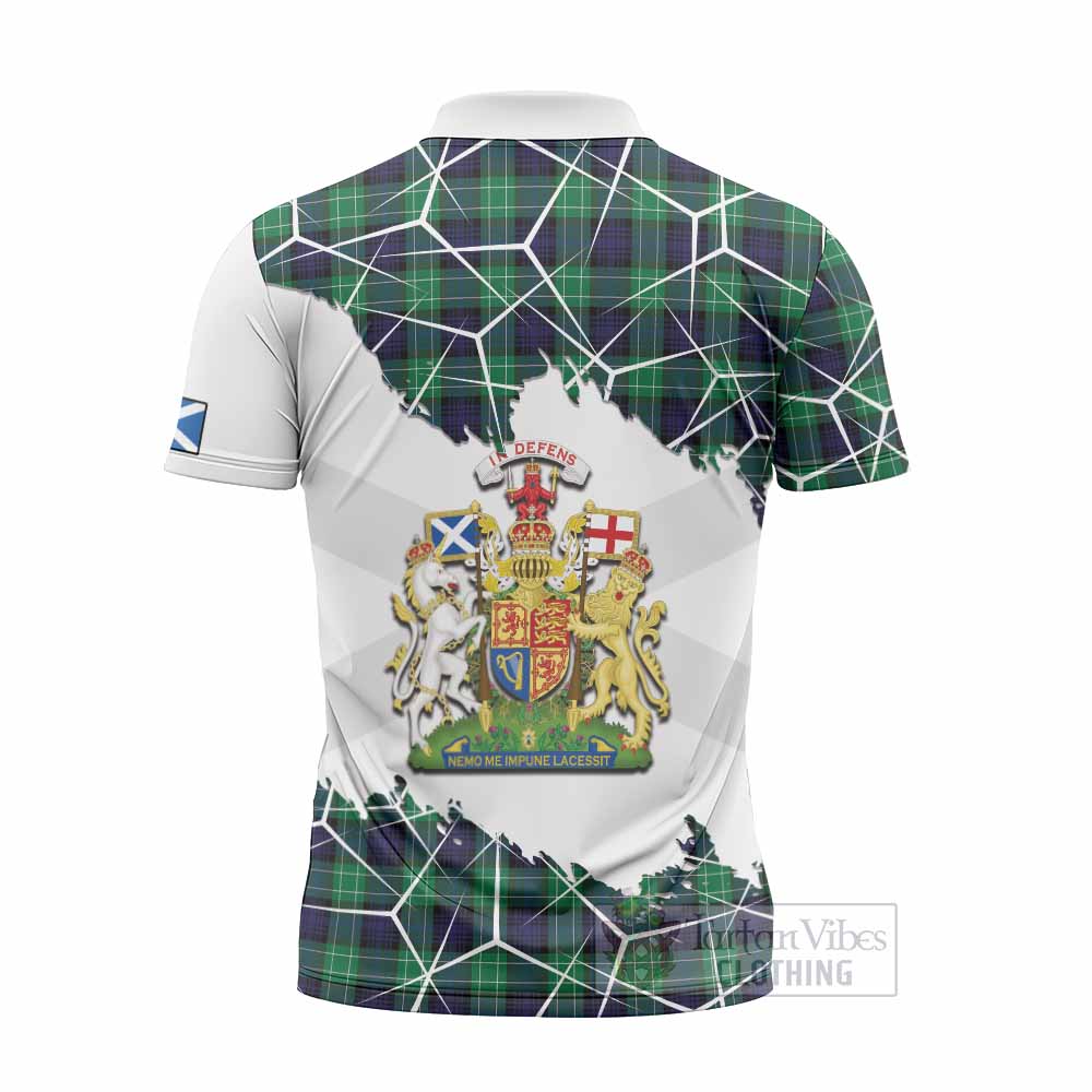 Abercrombie Tartan Zipper Polo Shirt with Family Crest and Lion Rampant Grunge Style