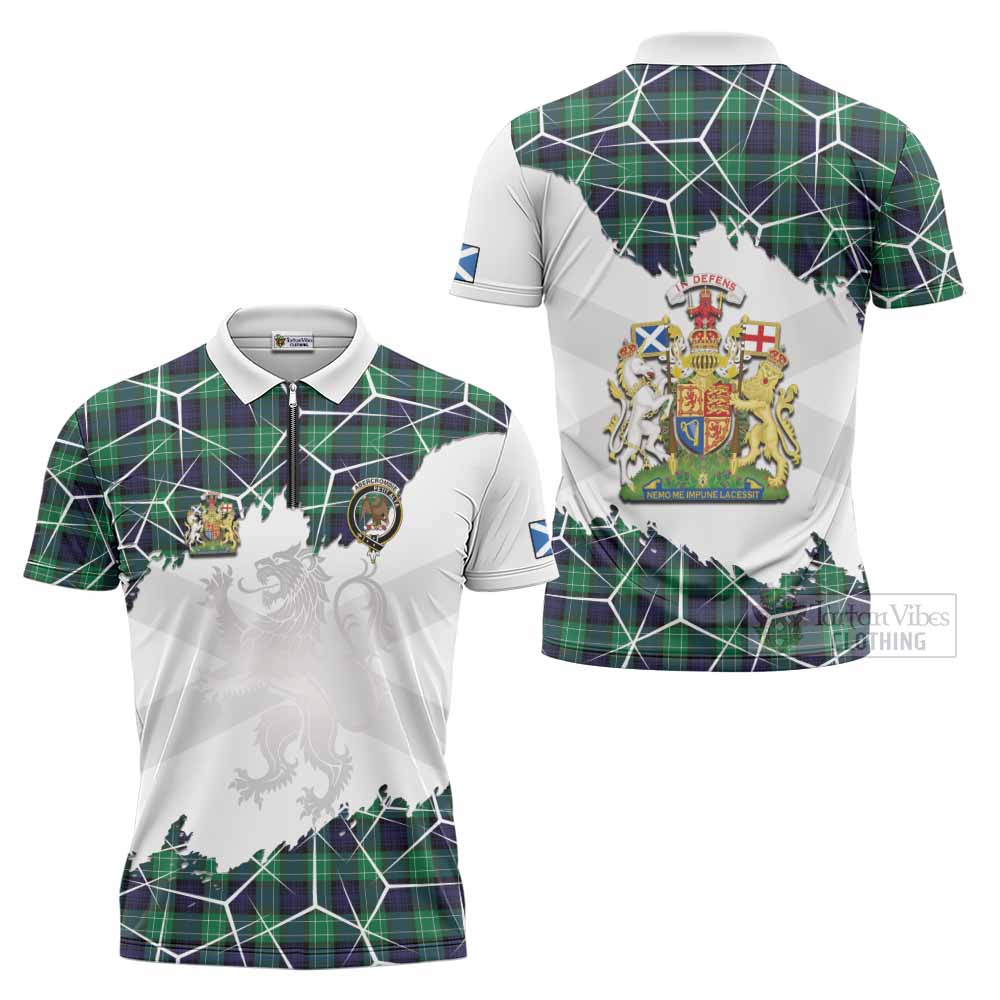 Abercrombie Tartan Zipper Polo Shirt with Family Crest and Lion Rampant Grunge Style