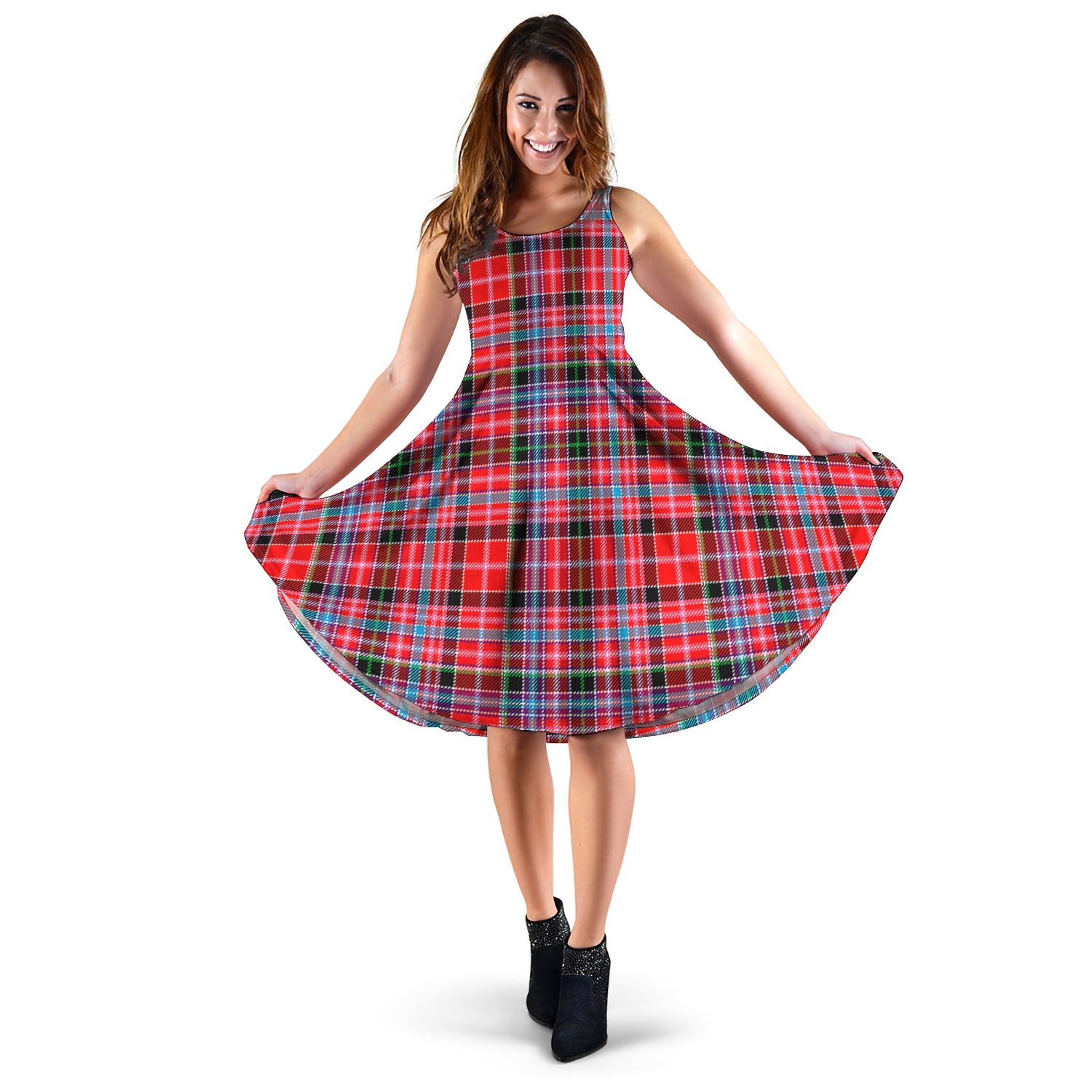 Aberdeen District Tartan Sleeveless Midi Womens Dress - Tartanvibesclothing
