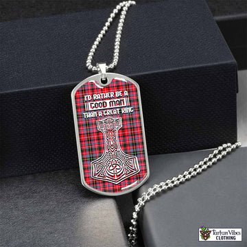 Tartan Vibes Clothing Aberdeen District Tartan Dog Tag Necklace Viking Mjolnir Style
