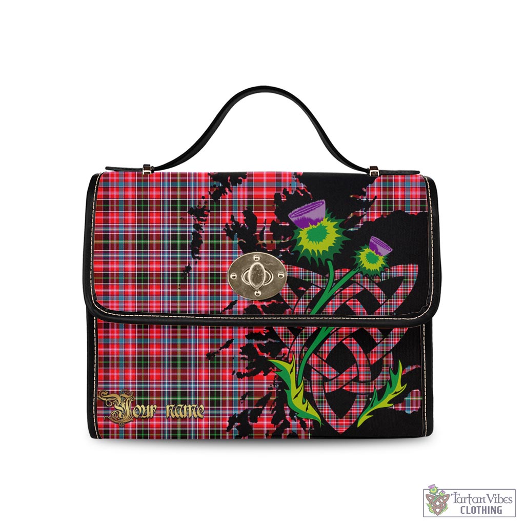 Tartan Vibes Clothing Aberdeen District Tartan Waterproof Canvas Bag with Scotland Map and Thistle Celtic Accents