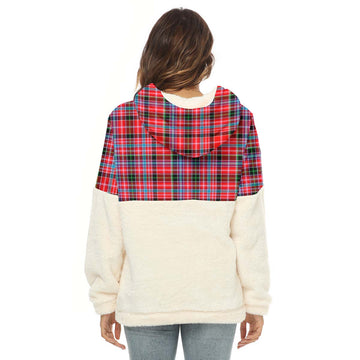 Aberdeen District Tartan Women's Borg Fleece Hoodie With Half Zip - Tartan Vibes Clothing