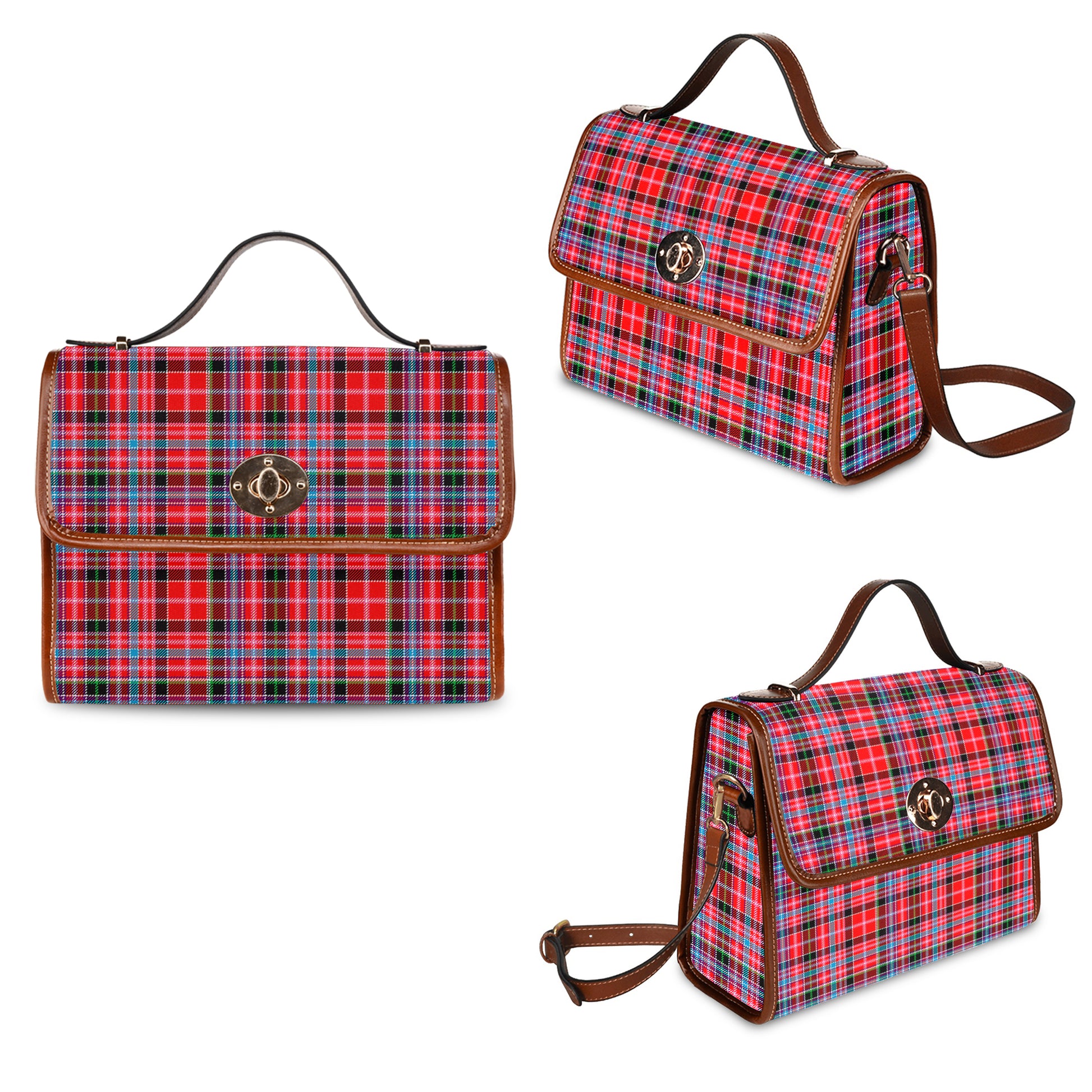 Aberdeen District Tartan Leather Strap Waterproof Canvas Bag - Tartanvibesclothing