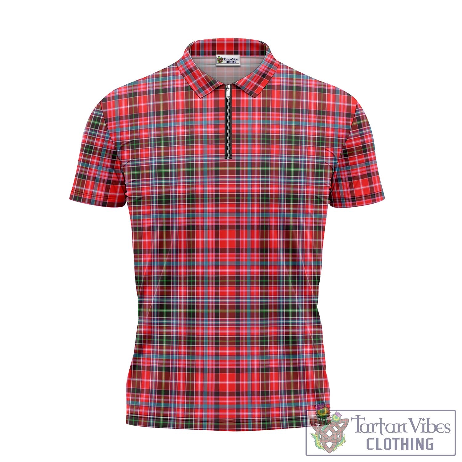 Tartan Vibes Clothing Aberdeen District Tartan Zipper Polo Shirt
