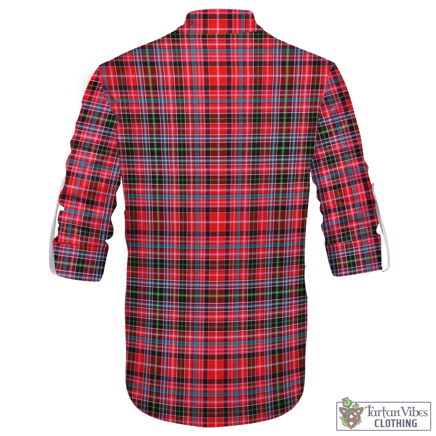 Tartan Vibes Clothing Aberdeen District Tartan Men's Scottish Traditional Jacobite Ghillie Kilt Shirt