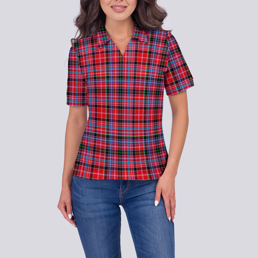 Aberdeen District Tartan Polo Shirt For Women - Tartanvibesclothing