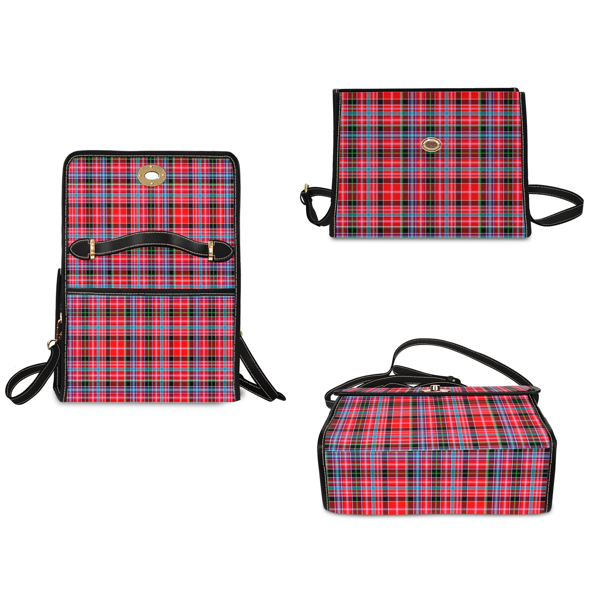 Aberdeen District Tartan Leather Strap Waterproof Canvas Bag - Tartanvibesclothing