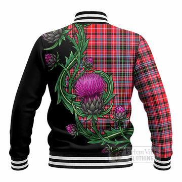 Aberdeen District Tartan Baseball Jacket Resilient Scottish Thistle