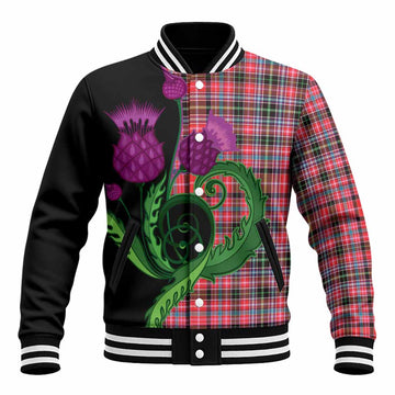 Aberdeen District Tartan Baseball Jacket Traditional Scottish Thistle