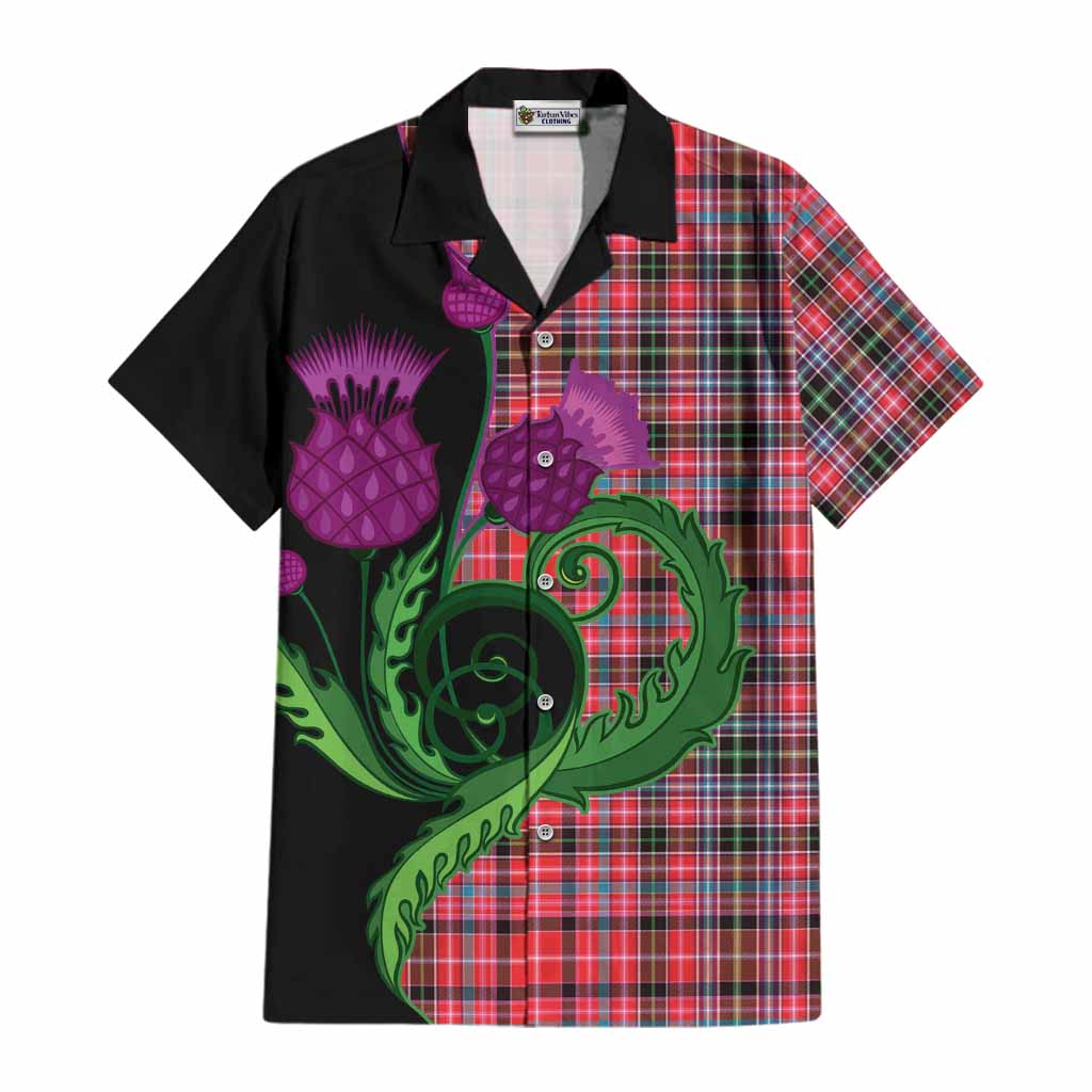 Aberdeen District Tartan Cotton Hawaiian Shirt Traditional Scottish Thistle