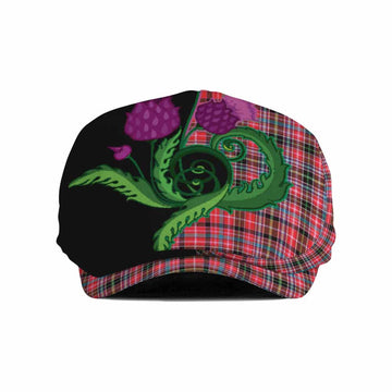 Aberdeen District Tartan Flat Cap, Jeff Cap Traditional Scottish Thistle