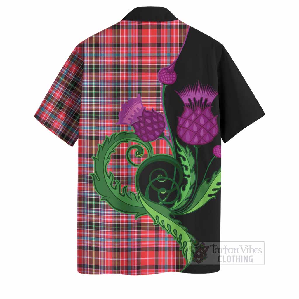 Aberdeen District Tartan Hawaiian Shirt Traditional Scottish Thistle