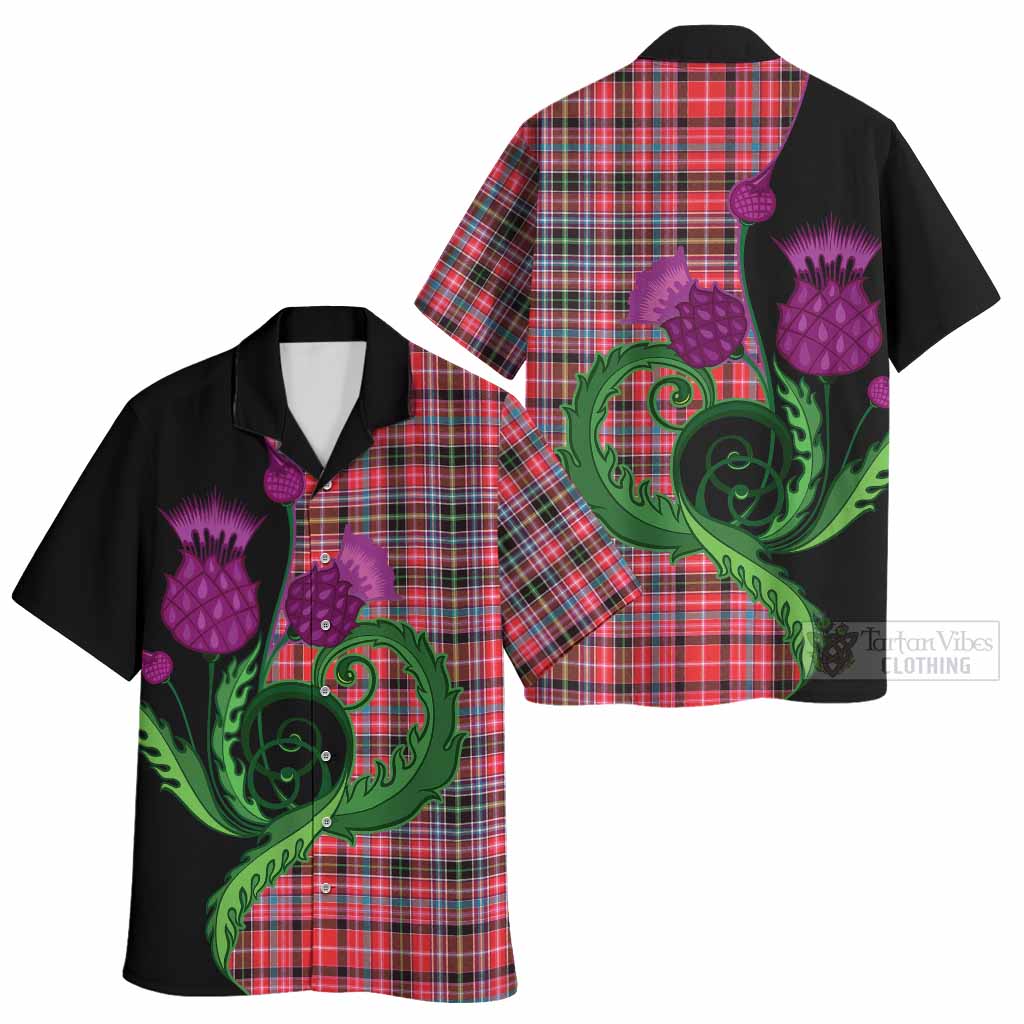Aberdeen District Tartan Hawaiian Shirt Traditional Scottish Thistle